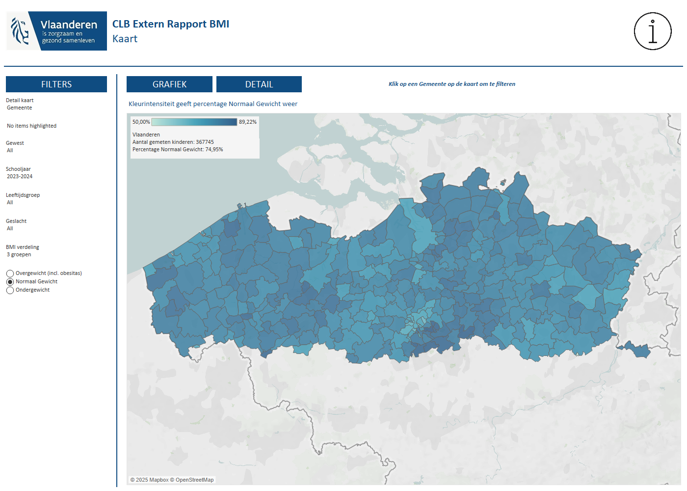 Kaart Vlaanderen met zorgregio-indelingen
